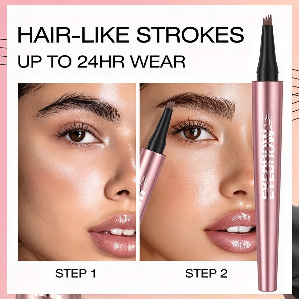 3D Microblading Eyebrow Pencil – 4-prong tip creates natural hair-like strokes. Waterproof, smudge-proof & lasts 24h. Skip costly salon treatments.