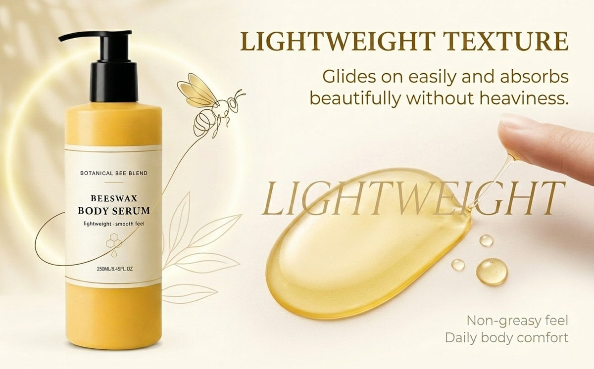 Beeswax Body Serum, Botanical Bee Blend, Lightweight Non-Greasy Moisturizing Serum for Arms Legs & Full Body, 250ml