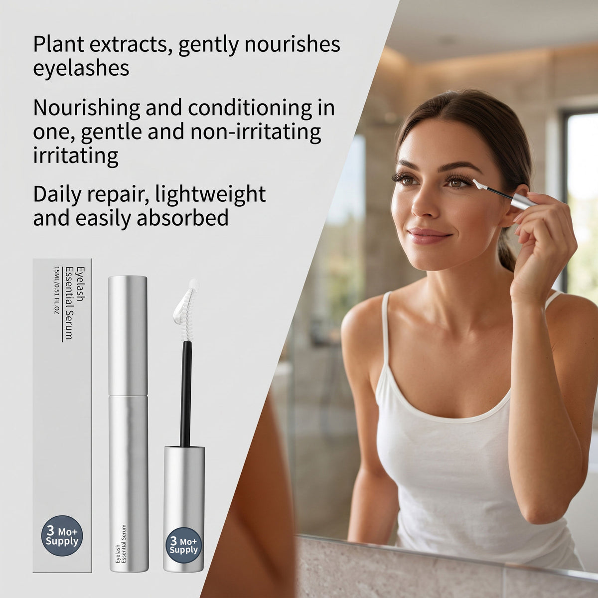 Lightweight Hydrating Lash Conditioning Serum, Gentle Formula for Silky Looking Lashes