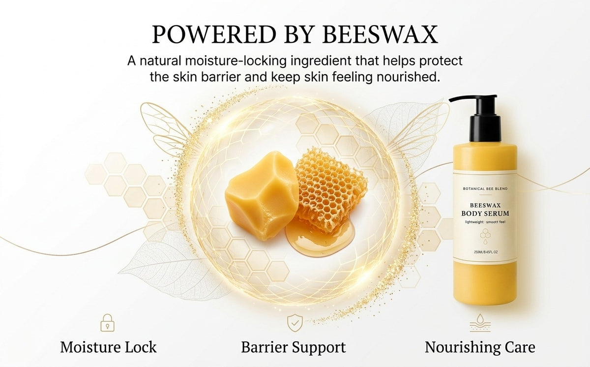 Beeswax Body Serum, Botanical Bee Blend, Lightweight Non-Greasy Moisturizing Serum for Arms Legs & Full Body, 250ml