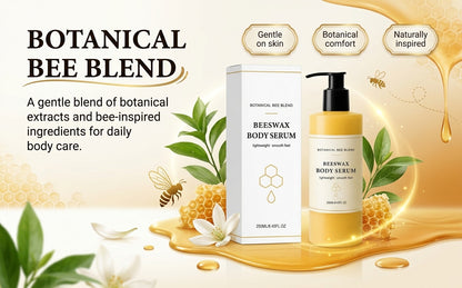 Beeswax Body Serum, Botanical Bee Blend, Lightweight Non-Greasy Moisturizing Serum for Arms Legs & Full Body, 250ml