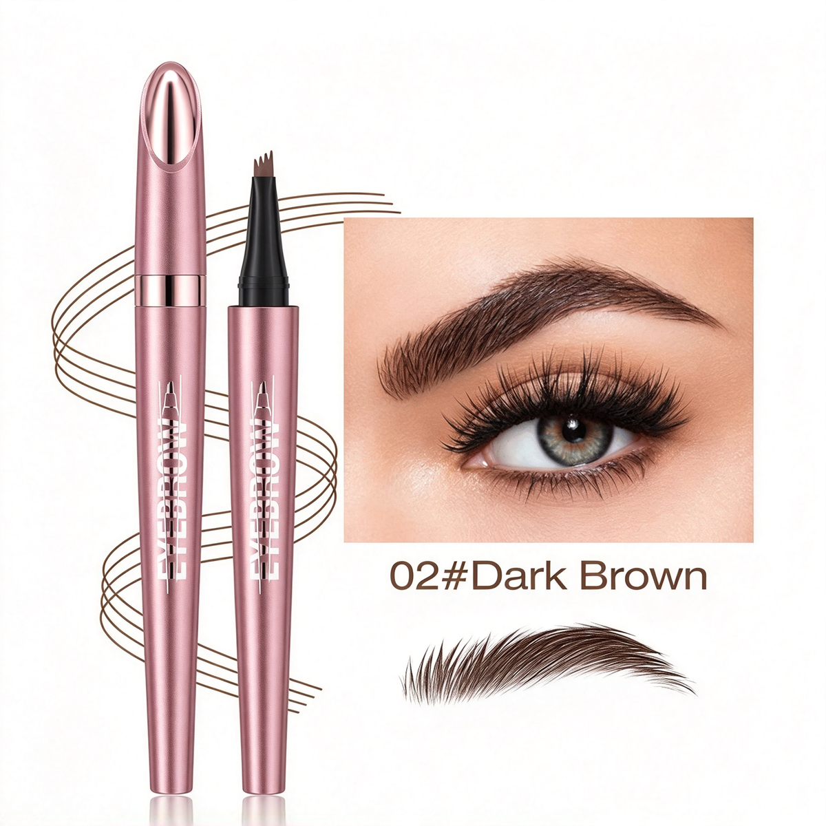 3D Microblading Eyebrow Pencil – 4-prong tip creates natural hair-like strokes. Waterproof, smudge-proof & lasts 24h. Skip costly salon treatments.