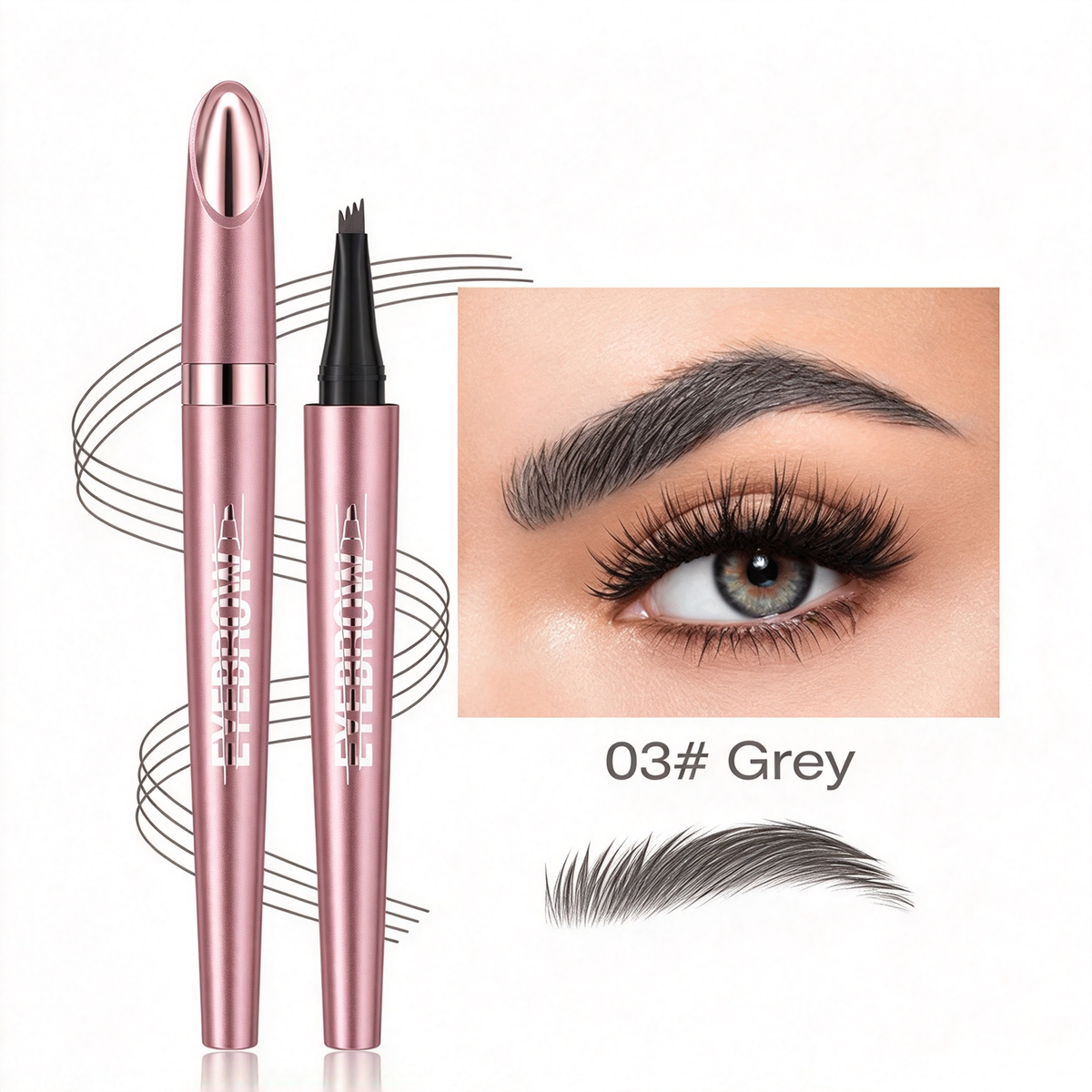 3D Microblading Eyebrow Pencil – 4-prong tip creates natural hair-like strokes. Waterproof, smudge-proof & lasts 24h. Skip costly salon treatments.