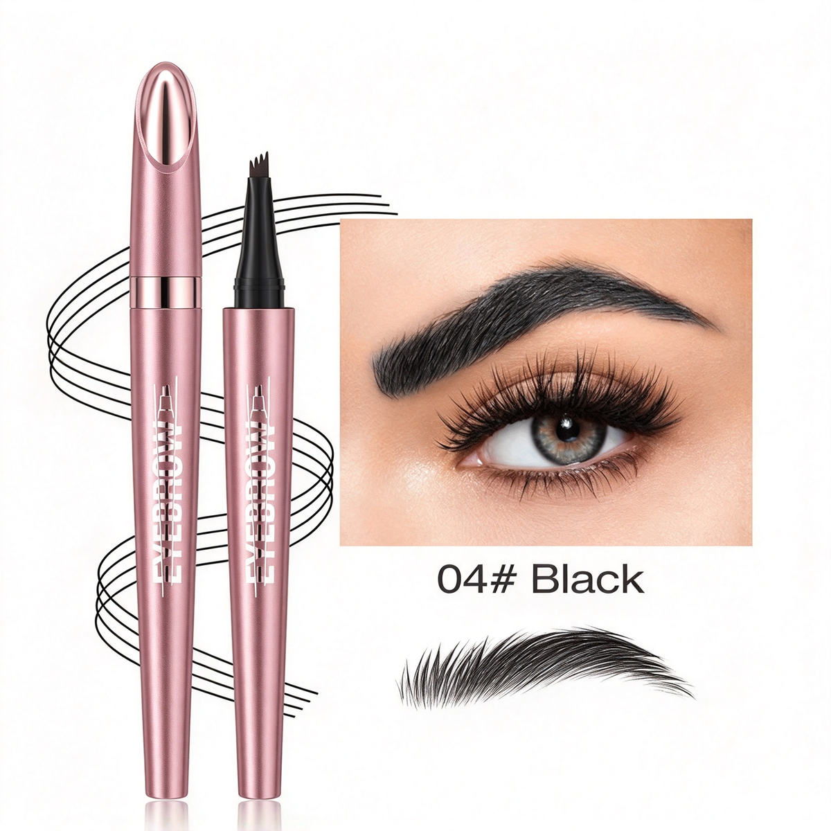3D Microblading Eyebrow Pencil – 4-prong tip creates natural hair-like strokes. Waterproof, smudge-proof & lasts 24h. Skip costly salon treatments.