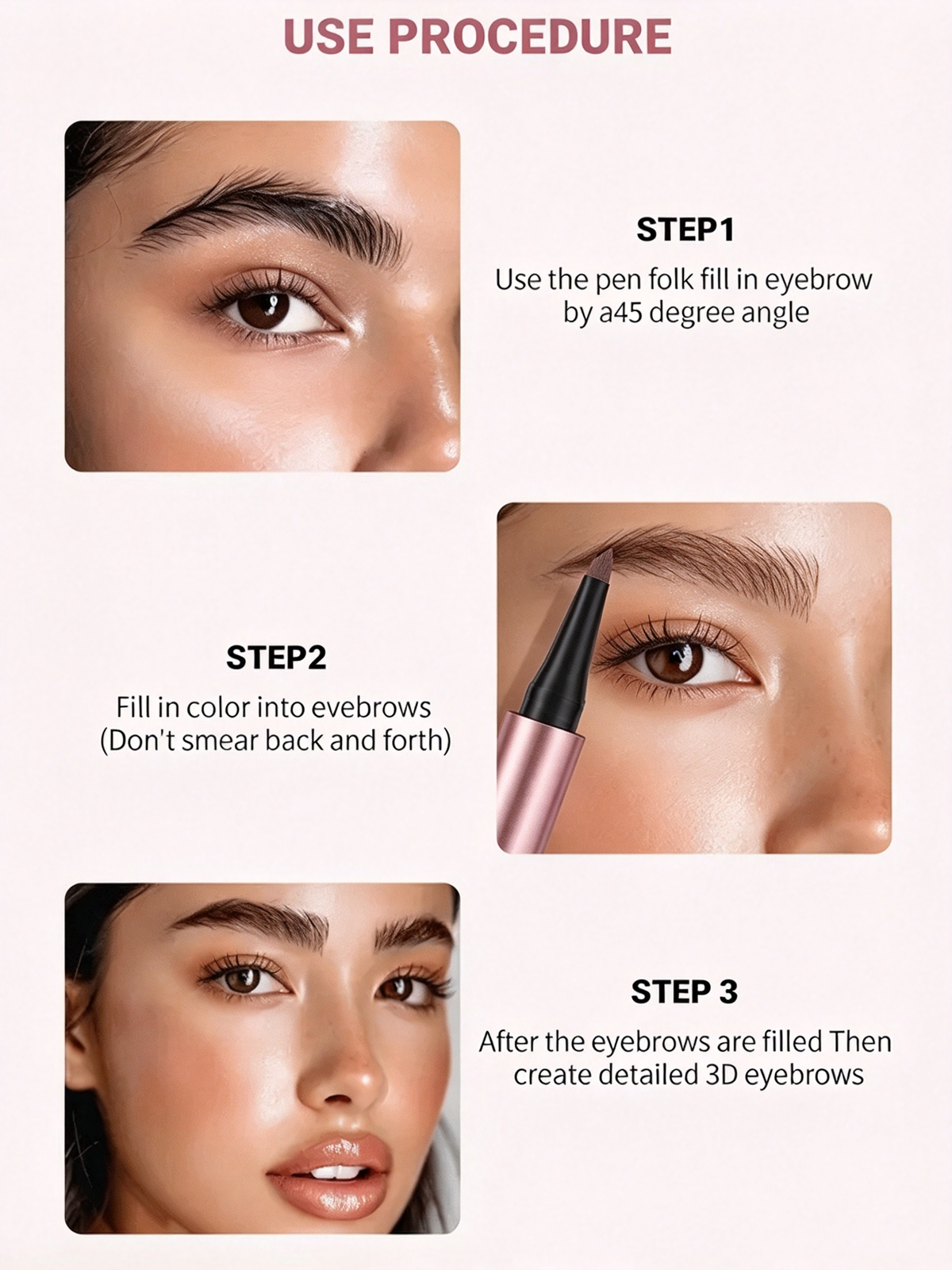 3D Microblading Eyebrow Pencil – 4-prong tip creates natural hair-like strokes. Waterproof, smudge-proof & lasts 24h. Skip costly salon treatments.