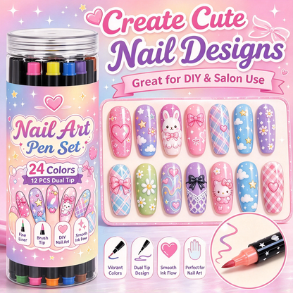 24 Colors DIY Nail Art Painting Pens, Quick Dry🔥