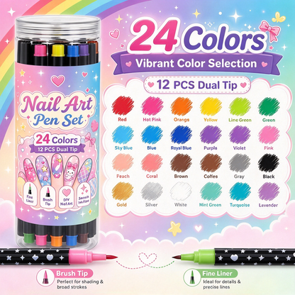 24 Colors DIY Nail Art Painting Pens, Quick Dry🔥