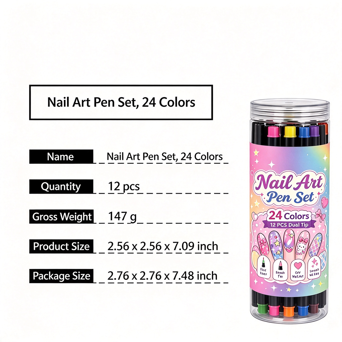 24 Colors DIY Nail Art Painting Pens, Quick Dry🔥