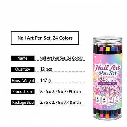 24 Colors DIY Nail Art Painting Pens, Quick Dry🔥