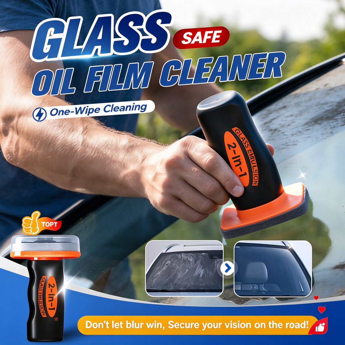 🏆Buy 2 Get 1 Free🔥 Auto Glass Side Window Oil Film Removal Cleaner