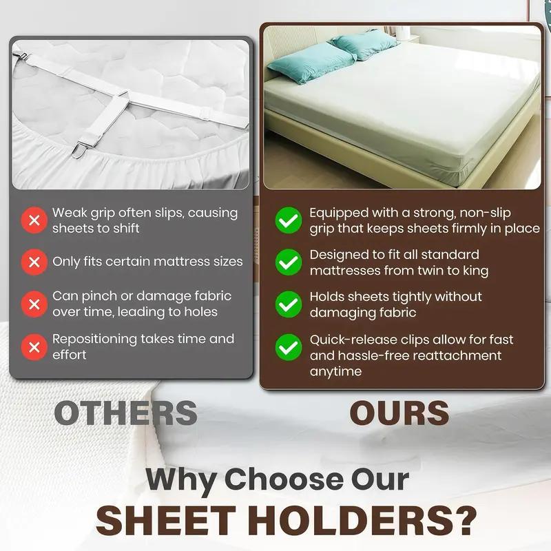 🔥Secure Fit Sheet Holders - Wrinkle-Free. Slip-Free Bed🛏️