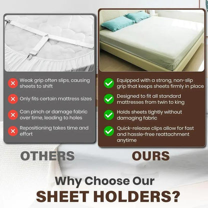 🔥Secure Fit Sheet Holders - Wrinkle-Free. Slip-Free Bed🛏️