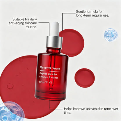 Peptide Complex Renewal Serum, Facial Serum for Firmer & Radiant Looking Skin,30ml