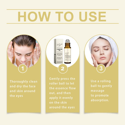 Castor Oil Essential Oil Blend Under Eye Roller, Nourishing Roll-On Serum for Hydrating & Smoothing Under-Eye Skin, 10ml