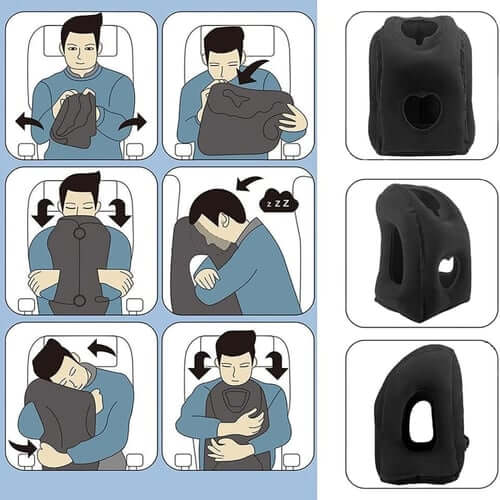 🌬️✈️😴 Portable Inflatable Ergonomic Travel Pillow: Enjoy a comfortable sleep anytime, anywhere 🧳💤